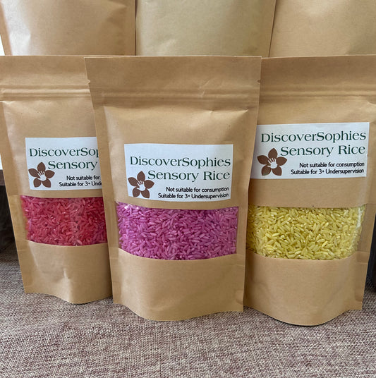 Rainbow set of 200g Sensory Rice