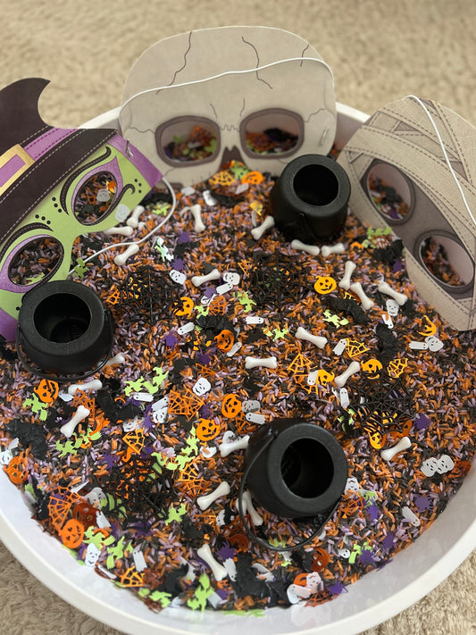 Discover Sophies Halloween themed sensory rice